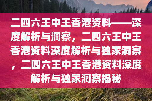 二四六王中王香港资料——深度解析与洞察，二四六王中王香港资料深度解析与独家洞察，二四六王中王香港资料深度解析与独家洞察揭秘