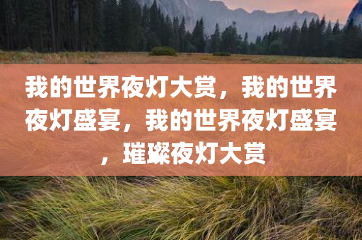 我的世界夜灯大赏，我的世界夜灯盛宴，我的世界夜灯盛宴，璀璨夜灯大今晚必出三肖2025_2025新澳门精准免费提供·精确判断赏