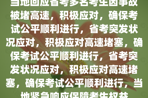 当地回应省考多名考生因事故被堵高速，积极应对，确保考试公平顺利进行，省考突发状况应对，积极应对高速堵塞，确保考试公平顺利进行，省考突发状况应对，积极应对高速堵塞，确保考试公平顺利进行，当地紧急响应保障考生权益