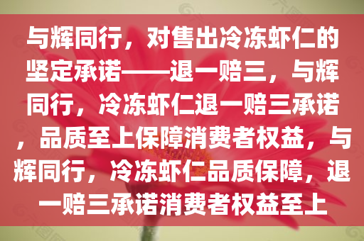 与辉同行，对售出冷冻虾仁的坚定承诺——退一赔三，与辉同行，冷冻虾仁退一赔三承诺，品质至上保障消费者权益，与辉同行，冷冻虾仁品质保障，退一赔三承诺消费者权益至上今晚必出三肖2025_2025新澳门精准免费提供·精确判断