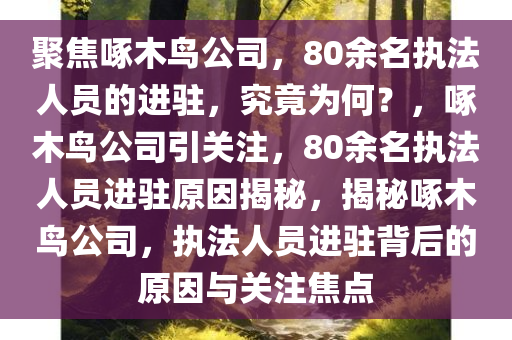 聚焦啄木鸟公司，80余名执法人员的进驻，究竟为何？，啄木鸟公司引关注，80余名执法人员进驻原因揭秘，揭秘啄木鸟公司，执法人员进驻背今晚必出三肖2025_2025新澳门精准免费提供·精确判断后的原因与关注焦点