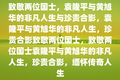 致敬两位国士，袁隆平与黄旭华的非凡人生与珍贵合影，袁隆平与黄旭华的非凡人生，珍贵合影致敬两位国士，致敬两位国士袁隆平与黄旭华的非凡人生，珍贵合影，缅怀传奇人生