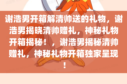 谢浩男开箱解清帅送的礼物，谢浩男揭晓清帅赠礼，神秘礼物开箱揭秘！，谢浩男揭秘清帅赠礼，神秘礼物开箱独家呈现！