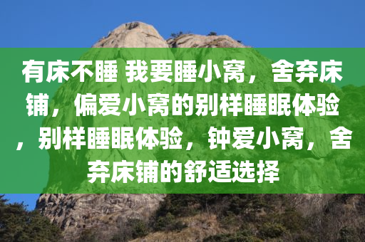 有床不睡 我要睡小窝，舍弃床铺，偏爱小窝的别样睡眠体验，别样睡眠体验，钟爱小窝，舍弃床铺的舒适选择今晚必出三肖2025_2025新澳门精准免费提供·精确判断