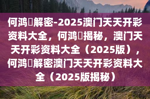 何鸿燊解密-2025澳门天天开彩资料大全，何鸿燊揭秘，澳门天天开彩资料大全（2025版），何鸿燊解密澳门天天开彩资料大全（2025版揭秘）
