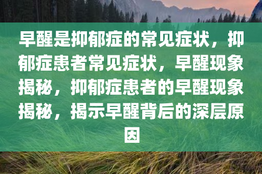 早醒是抑郁症的常见症状，抑郁症患者常见症状，早醒现象揭秘，抑郁症患者的早醒现象揭秘，揭示早醒背后的深层原因