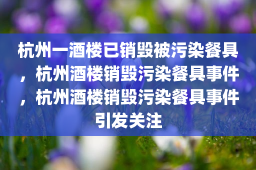 杭州一酒楼已销毁被污染餐具，杭州酒楼销毁污染餐具事件，杭州酒楼销毁污染餐具事件引发关注