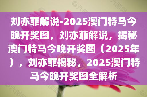 刘亦菲解说-2025澳门特马今晚开奖图，刘亦菲解说，揭秘澳门特马今晚开奖图（2025年），刘亦菲揭秘，2025澳门特马今晚开奖图全解析