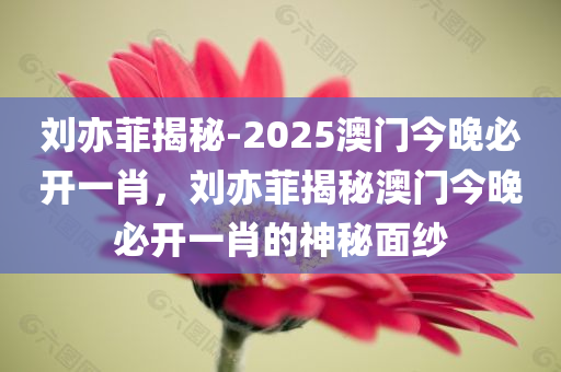 刘亦菲揭秘-2025澳门今晚必开一肖，刘亦菲揭秘澳门今晚必开一肖的神秘面纱
