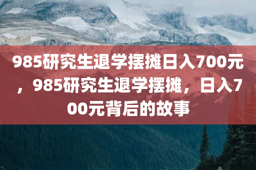 985研究生退学摆摊日入700元，985研究生退学摆摊，日入700元背后的故事