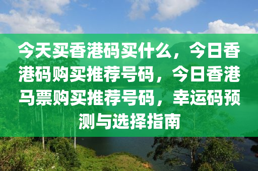 今天买香港码买什么，今日香港码购买推荐号码，今日香港马票购买推荐号码，幸运码预测与选择指南