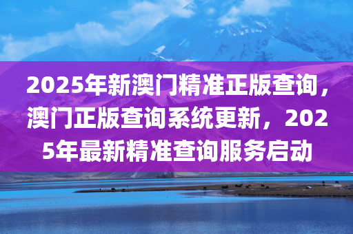 2025年新澳门精准正版查询，澳门正版查询系统更新，2025年最新精准查询服务启动