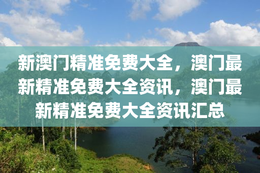 新澳门精准免费大全，澳门最新精准免费大全资讯，澳门最新精准免费大全资讯汇总
