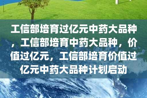工信部培育过亿元中药大品种，工信部培育中药大品种，价值过亿元，工信部培育价值过亿元中药大品种计划启动