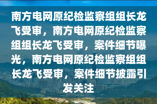 南方电网原纪检监察组组长龙飞受审，南方电网原纪检监察组组长龙飞受审，案件细节曝光，南方电网原纪检监察组组长龙飞受审，案件细节披露引发关注