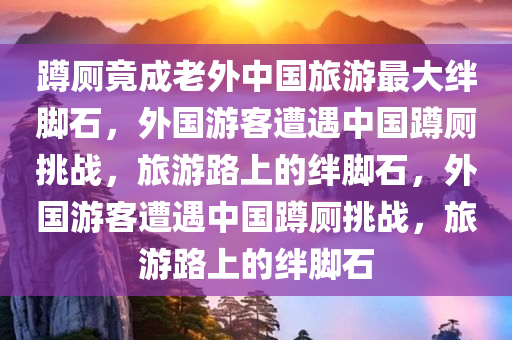 蹲厕竟成老外中国旅游最大绊脚石，外国游客遭遇中国蹲厕挑战，旅游路上的绊脚石，外国游客遭遇中国蹲厕挑战，旅游路上的绊脚石