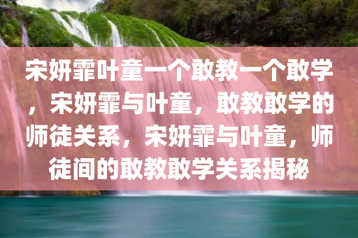 宋妍霏叶童一个敢教一个敢学，宋妍霏与叶童，敢教敢学的师徒关系，宋妍霏与叶童，师徒间的敢教敢学关系揭秘