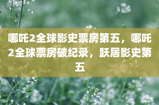 哪吒2全球影史票房第五，哪吒2全球票房破纪录，跃居影史第五