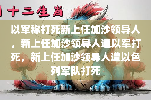 以军称打死新上任加沙领导人，新上任加沙领导人遭以军打死，新上任加沙领导人遭以色列军队打死