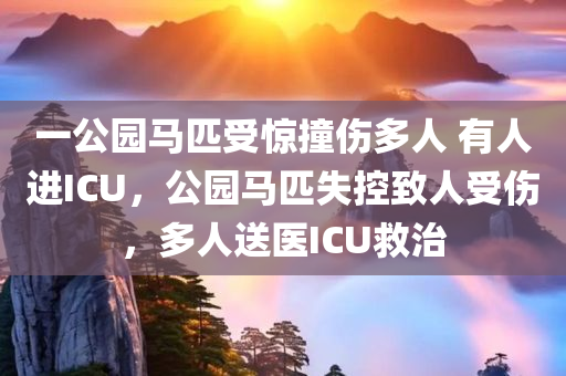一公园马匹受惊撞伤多人 有人进ICU，公园马匹失控致人受伤，多人送医ICU救治