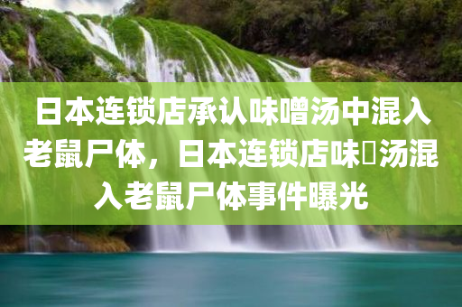 日本连锁店承认味噌汤中混入老鼠尸体，日本连锁店味噁汤混入老鼠尸体事件曝光