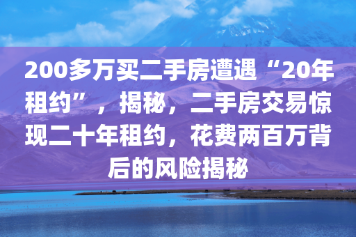 200多万买二手房遭遇“20年租约”，揭秘，二手房交易惊现二十年租约，花费两百万背后的风险揭秘