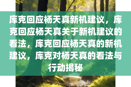 库克回应杨天真新机建议，库克回应杨天真关于新机建议的看法，库克回应杨天真的新机建议，库克对杨天真的看法与行动揭秘