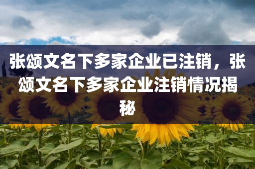 张颂文名下多家企业已注销，张颂文名下多家企业注销情况揭秘