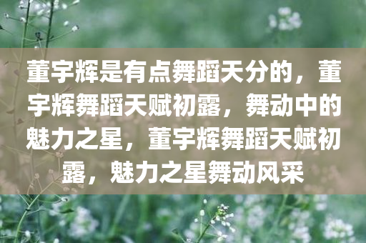 董宇辉是有点舞蹈天分的，董宇辉舞蹈天赋初露，舞动中的魅力之星，董宇辉舞蹈天赋初露，魅力之星舞动风采