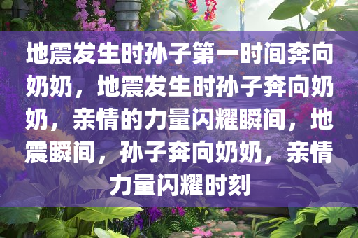 地震发生时孙子第一时间奔向奶奶，地震发生时孙子奔向奶奶，亲情的力量闪耀瞬间，地震瞬间，孙子奔向奶奶，亲情力量闪耀时刻