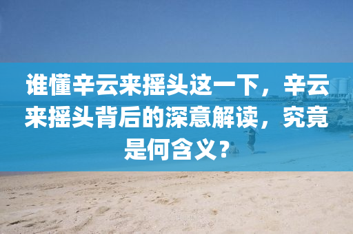 谁懂辛云来摇头这一下，辛云来摇头背后的深意解读，究竟是何含义？