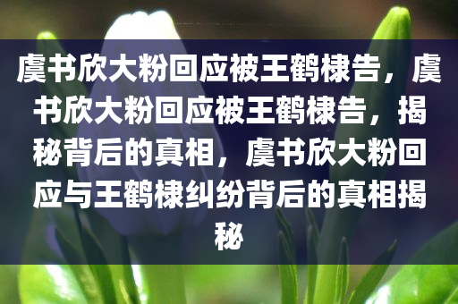 虞书欣大粉回应被王鹤棣告，虞书欣大粉回应被王鹤棣告，揭秘背后的真相，虞书欣大粉回应与王鹤棣纠纷背后的真相揭秘