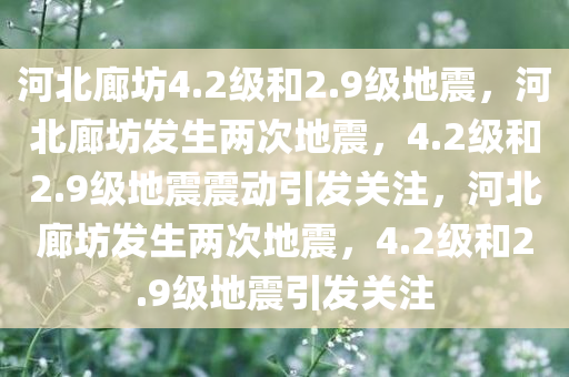 河北廊坊4.2级和2.9级地震，河北廊坊发生两次地震，4.2级和2.9级地震震动引发关注，河北廊坊发生两次地震，4.2级和2.9级地震引发关注