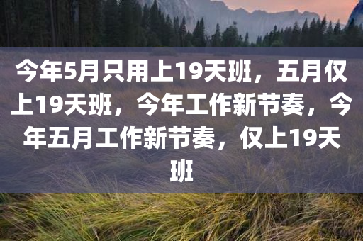 今年5月只用上19天班，五月仅上19天班，今年工作新节奏，今年五月工作新节奏，仅上19天班