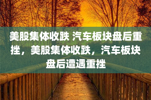 美股集体收跌 汽车板块盘后重挫，美股集体收跌，汽车板块盘后遭遇重挫