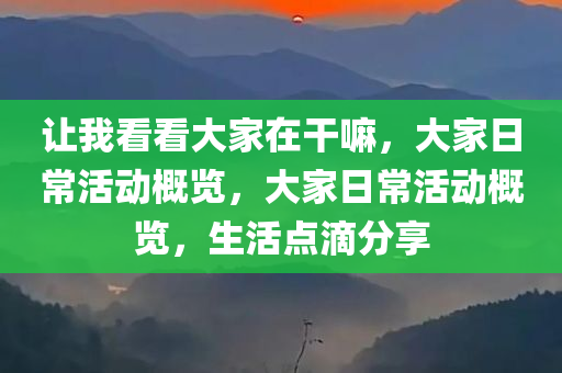 让我看看大家在干嘛，大家日常活动概览，大家日常活动概览，生活点滴分享