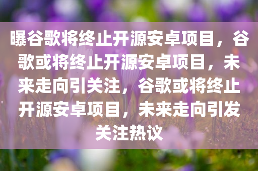 曝谷歌将终止开源安卓项目，谷歌或将终止开源安卓项目，未来走向引关注，谷歌或将终止开源安卓项目，未来走向引发关注热议