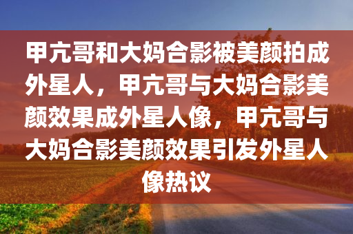 甲亢哥和大妈合影被美颜拍成外星人，甲亢哥与大妈合影美颜效果成外星人像，甲亢哥与大妈合影美颜效果引发外星人像热议