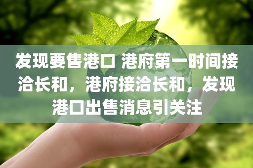 发现要售港口 港府第一时间接洽长和，港府接洽长和，发现港口出售消息引关注