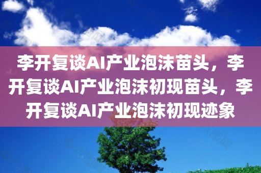 李开复谈AI产业泡沫苗头，李开复谈AI产业泡沫初现苗头，李开复谈AI产业泡沫初现迹象
