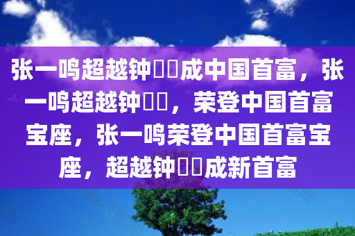 张一鸣超越钟睒睒成中国首富，张一鸣超越钟睒睒，荣登中国首富宝座，张一鸣荣登中国首富宝座，超越钟睒睒成新首富