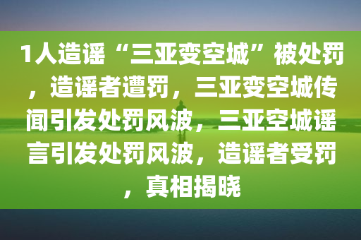 1人造谣“三亚变空城”被处罚，造谣者遭罚，三亚变空城传闻引发处罚风波，三亚空城谣言引发处罚风波，造谣者受罚，真相揭晓