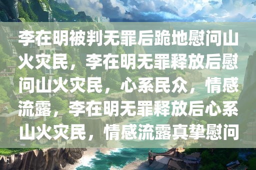 李在明被判无罪后跪地慰问山火灾民，李在明无罪释放后慰问山火灾民，心系民众，情感流露，李在明无罪释放后心系山火灾民，情感流露真挚慰问