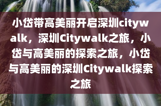 小岱带高美丽开启深圳citywalk，深圳Citywalk之旅，小岱与高美丽的探索之旅，小岱与高美丽的深圳Citywalk探索之旅