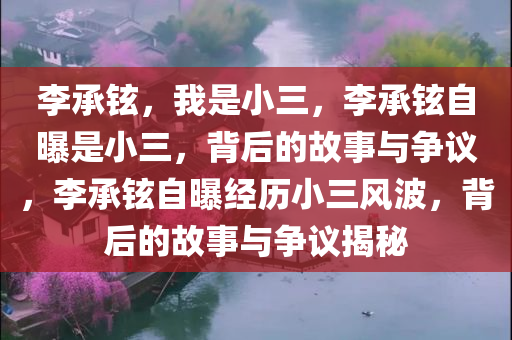 李承铉，我是小三，李承铉自曝是小三，背后的故事与争议