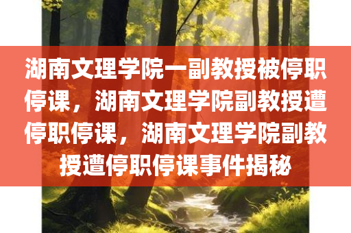 湖南文理学院一副教授被停职停课，湖南文理学院副教授遭停职停课，湖南文理学院副教授遭停职停课事件揭秘
