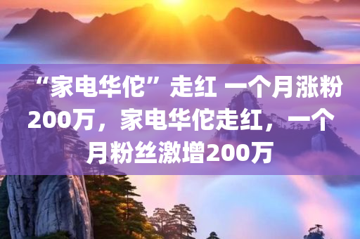 “家电华佗”走红 一个月涨粉200万，家电华佗走红，一个月粉丝激增200万