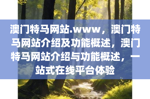 澳门特马网站.www，澳门特马网站介绍及功能概述，澳门特马网站介绍与功能概述，一站式在线平台体验