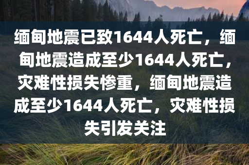 缅甸地震已致1644人死亡，缅甸地震造成至少1644人死亡，灾难性损失惨重，缅甸地震造成至少1644人死亡，灾难性损失引发关注