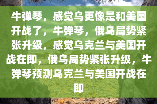 牛弹琴，感觉乌更像是和美国开战了，牛弹琴，俄乌局势紧张升级，感觉乌克兰与美国开战在即，俄乌局势紧张升级，牛弹琴预测乌克兰与美国开战在即